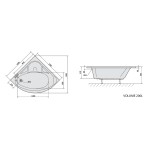 NILA rohová vana 120x120x41cm, bílá, Včetně podpěr