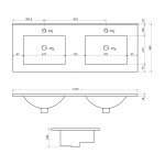 SLIM keramické dvojumyvadlo, nábytkové, 120x46,5cm, bílá