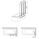 MODERN 3 White 120,5 - 121,5 x 140 cm Vanová zástěna třídílná