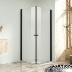 Sprchová zástěna 75x75, oboustranně otevírací, čirá, černá -  ALFA DUE