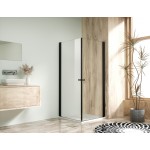 Sprchová zástěna 75x75, oboustranně otevírací, čirá, černá -  ALFA DUE