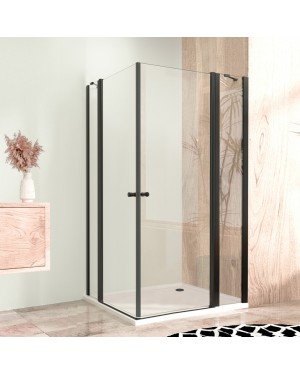 Sprchová zástěna 85x85, čtvercová, čirá, černá (60+30/60+30) - ALFA LINE DUE