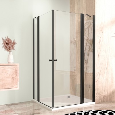 Sprchová zástěna 90x90, čtvercová, čirá, černá (65+30/65+30) - ALFA LINE DUE