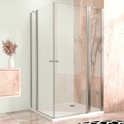 Sprchová zástěna 90x80, obdélníková, čirá, chrom (65+30/65+20) - ALFA LINE DUE