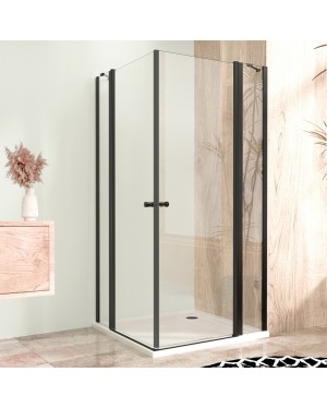 Sprchová zástěna 85x85, čtvercová, čirá, černá (70+20/70+20) - ALFA LINE DUE