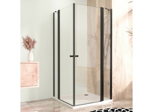 Sprchová zástěna 95x95, čtvercová, čirá, černá (80+20/80+20) - ALFA LINE DUE