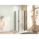Sprchová zástěna 100x100, čtvercová, čirá, černá (85+20/85+20) - ALFA LINE DUE