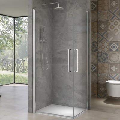 AVER DUE 65x65 Čiré Sprchová zástěna otevírací čtvercová