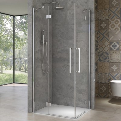 RIKA DUE 100x100 Čiré Sprchová zástěna otevírací čtvercová