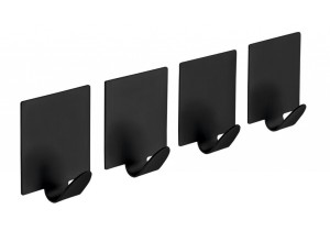 Samolepící háček, sada 4 ks, černá mat