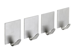 Samolepící háček, sada 4 ks, nerez mat