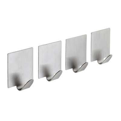 Samolepící háček, sada 4 ks, nerez mat
