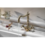 ANTEA stojánková umyvadlová baterie s retro hubicí s výpustí, bronz