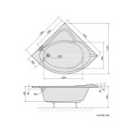 SIRIUS rohová vana 130x130x43cm, bílá