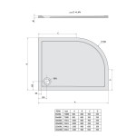 RENA R sprchová vanička z litého mramoru, čtvrtkruh 100x80cm, R550, pravá, bílá