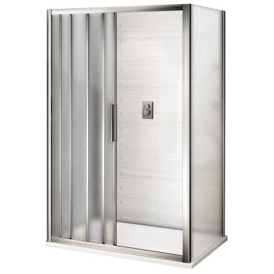 AFTER COMBI 100x90 Grape Sprchový kout s třídílnými posuvnými dveřmi a pevnou bočnicí