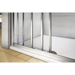 AFTER COMBI 110x80 Clear Sprchový kout s třídílnými posuvnými dveřmi a pevnou bočnicí