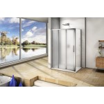 AFTER COMBI 110x90 Grape Sprchový kout s třídílnými posuvnými dveřmi a pevnou bočnicí