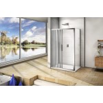 AFTER COMBI 130x90 Grape Sprchový kout s třídílnými posuvnými dveřmi a pevnou bočnicí