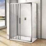 AFTER COMBI 140x80 Clear Sprchový kout s třídílnými posuvnými dveřmi a pevnou bočnicí