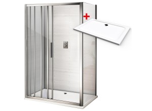 AFTER ROCKY 140x90 Clear Sprchový kout s mramorovou vaničkou