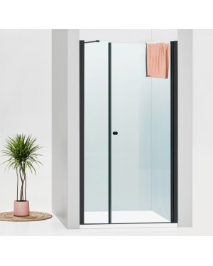 ALFA-V LINE Black 120 Čiré Sprchové dveře jednokřídlé s pevnou stěnou v rovině (105+20)