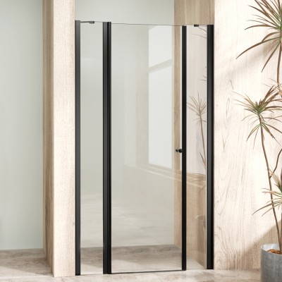 ALFA LINE II Black 95 Čiré Sprchové dveře jednokřídlé s pevnými stěnami v rovině