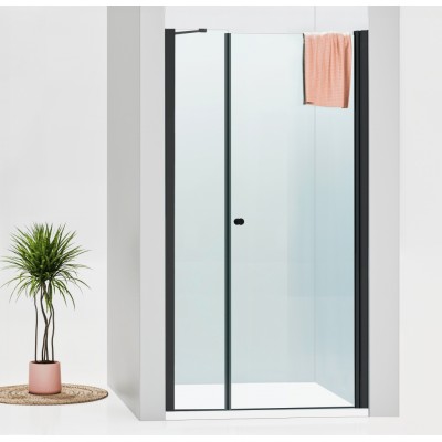 ALFA-V LINE Black 85 Čiré Sprchové dveře jednokřídlé s pevnou stěnou v rovině (60+30)