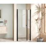 ALFA-V LINE Black, clear Sprchové dveře 100, jednokřídlé s pevnou stěnou v rovině, (65+40)