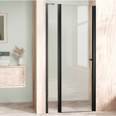 ALFA LINE Black 105 Čiré Sprchové dveře jednokřídlé s pevnou stěnou v rovině (75+30)