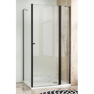 Sprchová zástěna 110x80, obdélníková, čiré, černá (75+40/80) - ALFA LINE COMBI