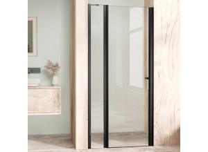 ALFA LINE Black 150 Čiré Sprchové dveře jednokřídlé s pevnou stěnou v rovině (80+70)