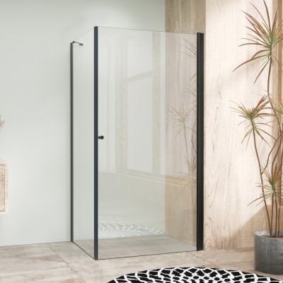 ALFA COMBI 80x90 Black/Čiré Obdélníková sprchová zástěna