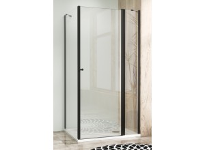 Sprchová zástěna 120x80, obdélníková, čirá, černá (85+40/80) - ALFA LINE COMBI