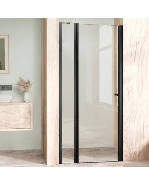 ALFA LINE Black 155 Čiré Sprchové dveře jednokřídlé s pevnou stěnou v rovině (85+70)