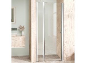 ALFA LINE Chrom 135 Čiré Sprchové dveře jednokřídlé s pevnou stěnou v rovině (75+60)