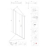 ALFA LINE II Chrom 115 Čiré Sprchové dveře jednokřídlé s pevnými stěnami v rovině