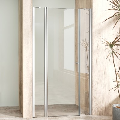 ALFA LINE II Chrom 115 Čiré Sprchové dveře jednokřídlé s pevnými stěnami v rovině