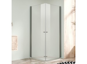 Sprchová zástěna 95x85, oboustranně otevírací, čirá, chrom -  ALFA DUE