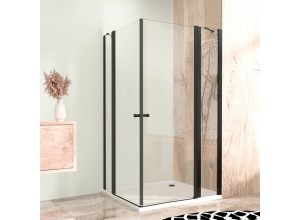 Sprchová zástěna 105x85, obdélníková, čirá, černá (60+30/80+30) - ALFA LINE DUE