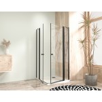 Sprchová zástěna 125x85, obdélníková, čirá, černá (80+50/70+20) - ALFA LINE DUE