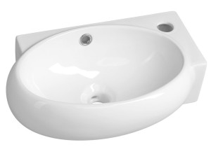RIBERA keramické umývátko rohové 43x28,5 cm, otvor pro baterii vpravo, bílá
