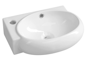 RIBERA keramické umývátko rohové 43x28,5 cm, otvor pro baterii vlevo, bílá