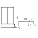 DURHAM 120 L sprchový kout s vysokou vaničkou - II. JAKOST
