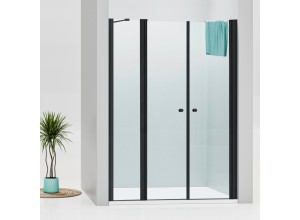 BETA LINE Black 140 Čiré Sprchové dveře dvoukřídlé s pevnou stěnou v rovině (110+30)