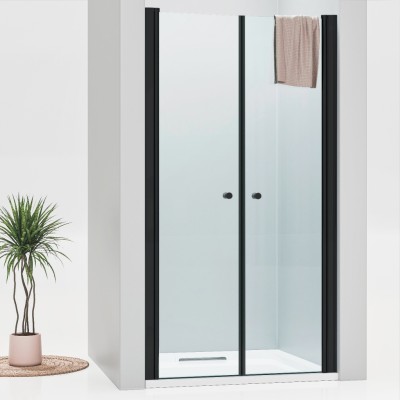 BETA Black 115 Čiré Sprchové dveře do niky dvoukřídlé černé