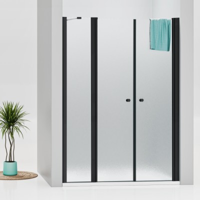 BETA LINE Black 165 Grape Sprchové dveře dvoukřídlé s pevnou stěnou v rovině (115+50)