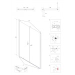 BETA Black 120 Čiré Sprchové dveře do niky dvoukřídlé černé