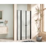 BETA LINE Black 140 Grape Sprchové dveře dvoukřídlé s pevnou stěnou v rovině (120+20)