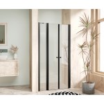 BETA LINE Black 145 Čiré Sprchové dveře dvoukřídlé s pevnou stěnou v rovině (125+20)